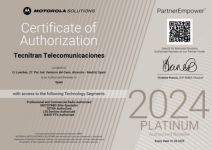 Certificado Motorola Platinum Reseller 2024