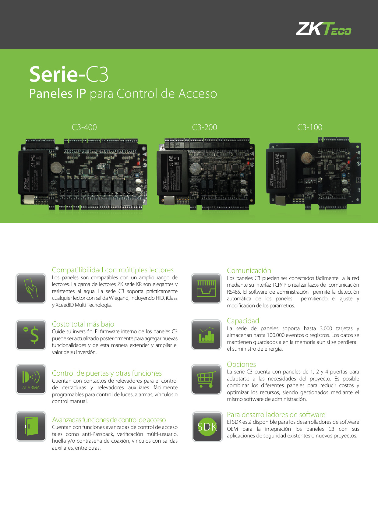 ZKTeco C3 Serie PDF - Controladoras para Control de Acceso